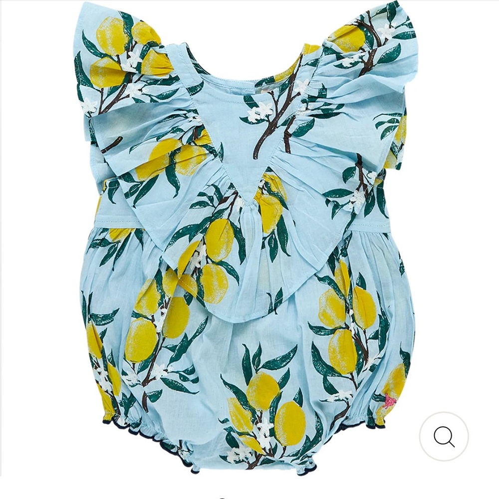 Pink Chicken Blue and Yellow Lemon Print Bodysuit
